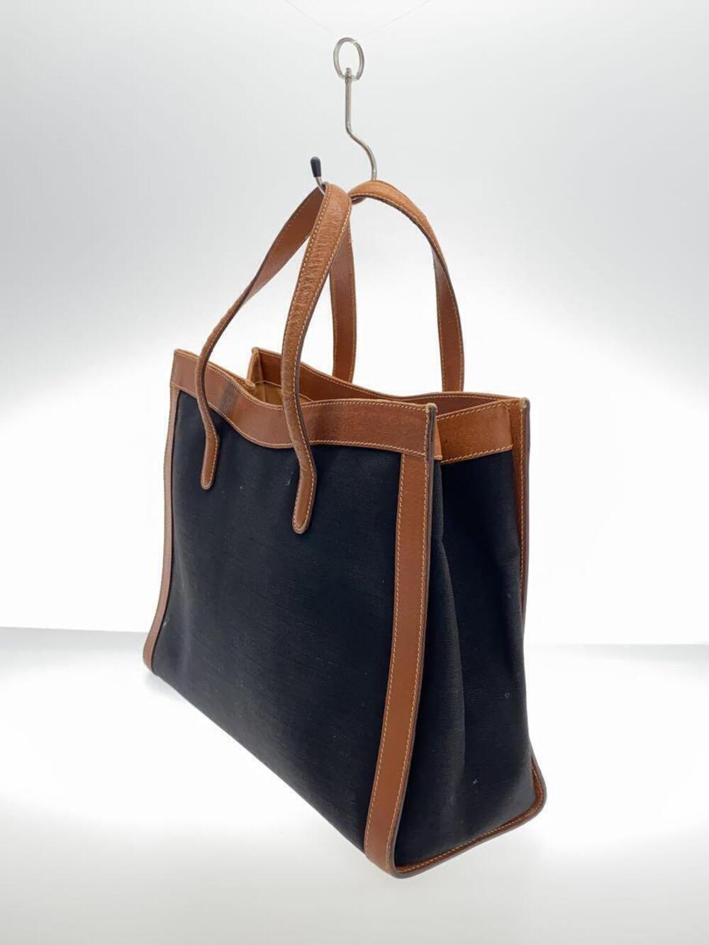 Gucci brown bag leather tote black canvas Brown Black